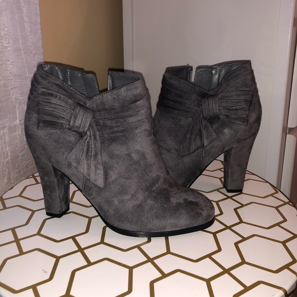 Grey suede booties